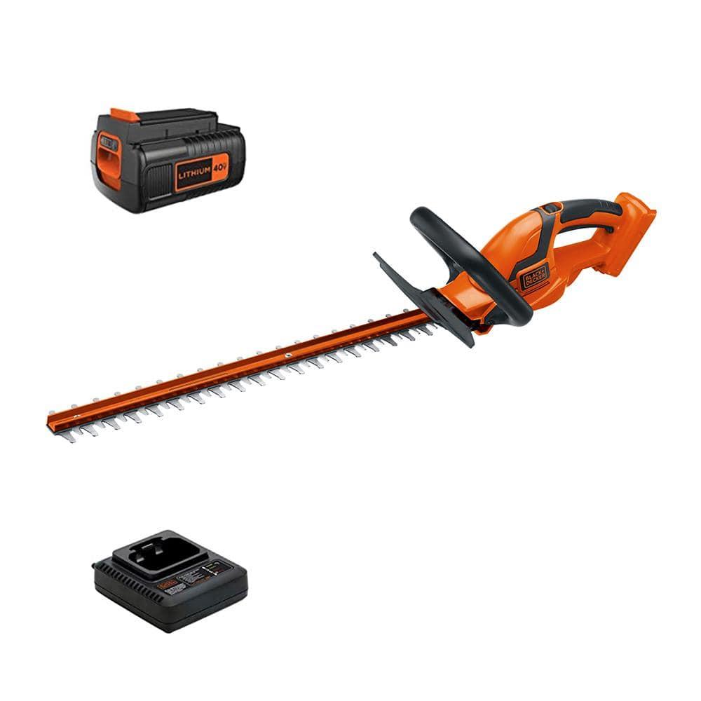 Black + Decker LHT2436 40V MAX Lithium-Ion Dual Action 24 in. Cordless Hedge Trimmer Kit