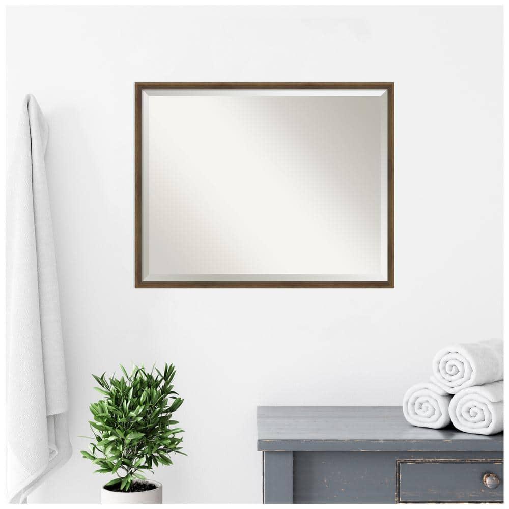 29" x 23" Bronze Beveled Wood Bathroom Vanity Mirror