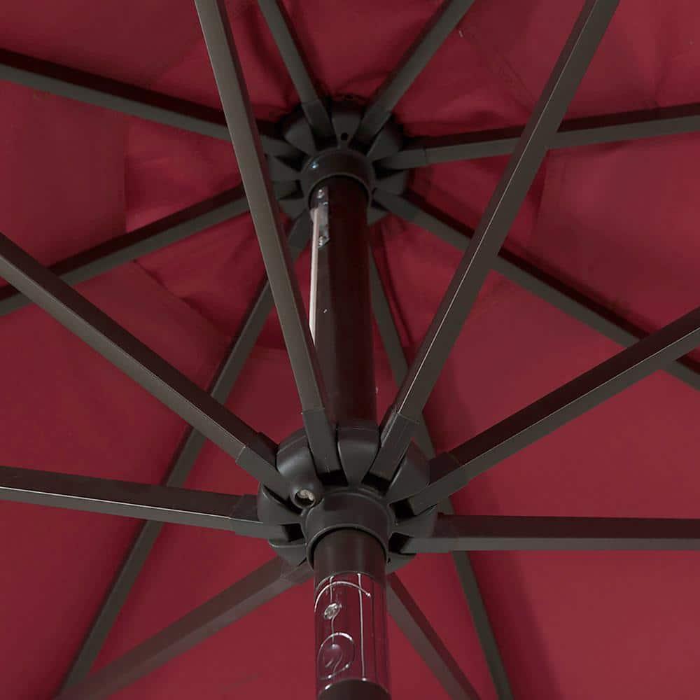 Alexander 9 ft. Patio Umbrella with Round Plastic Base, Red
