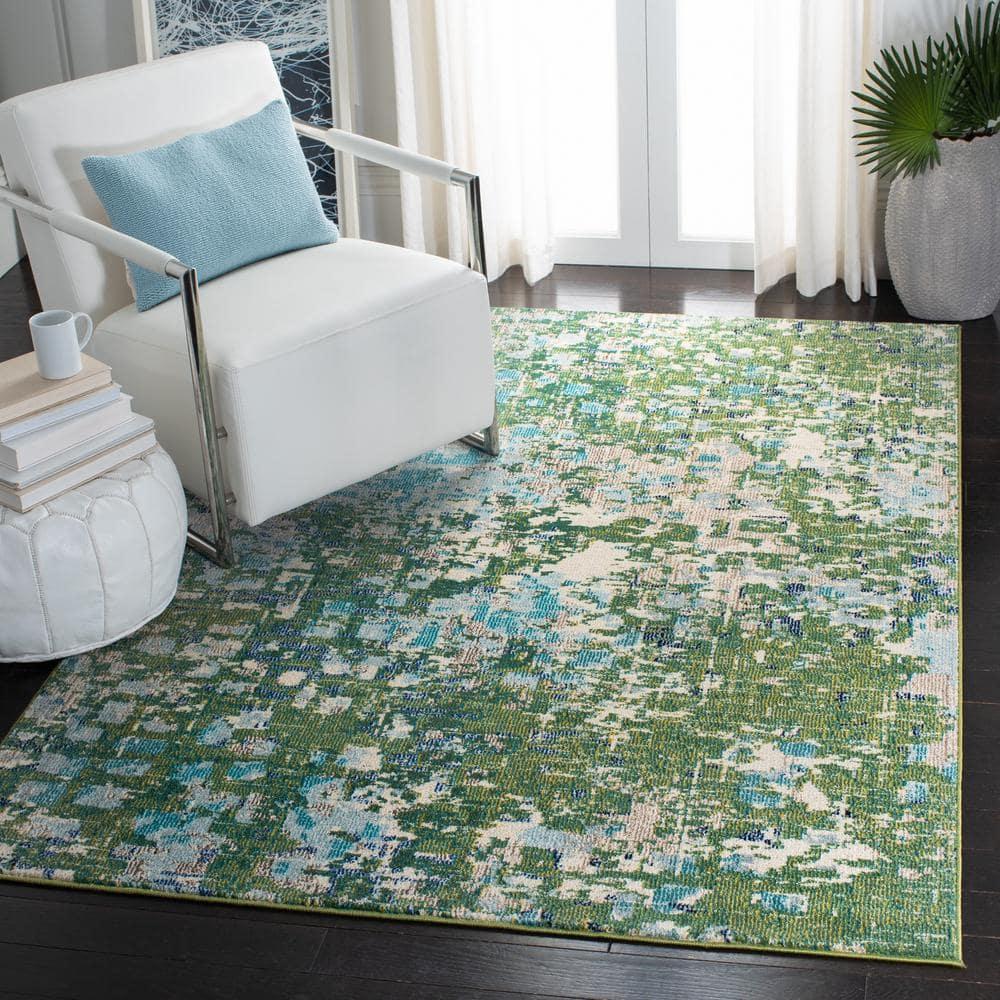 Madison MAD425 Power Loomed Indoor Area Rug - Green/Turquoise - 6'7"x6'7" - Safavieh
