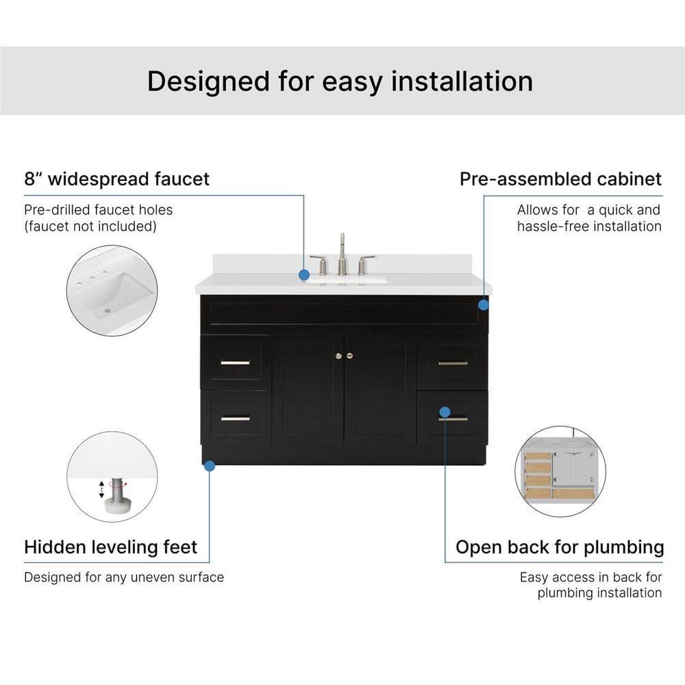 Ariel F055s-Wq-Vo Hamlet 55" Freestanding Single Basin Vanity Set - Black