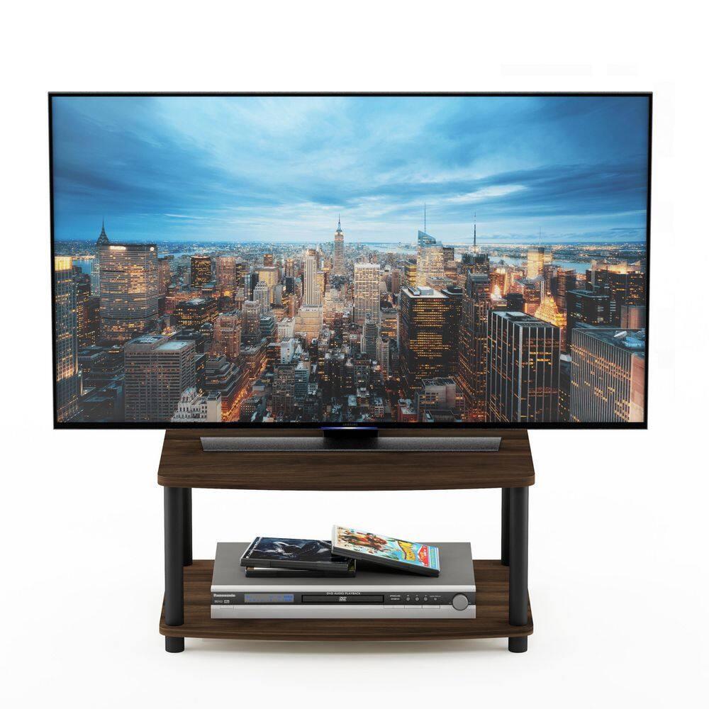 Furinno Turn-N-Tube No Tools 2-Tier Elevated TV Stand, Columbier Walnut/Black