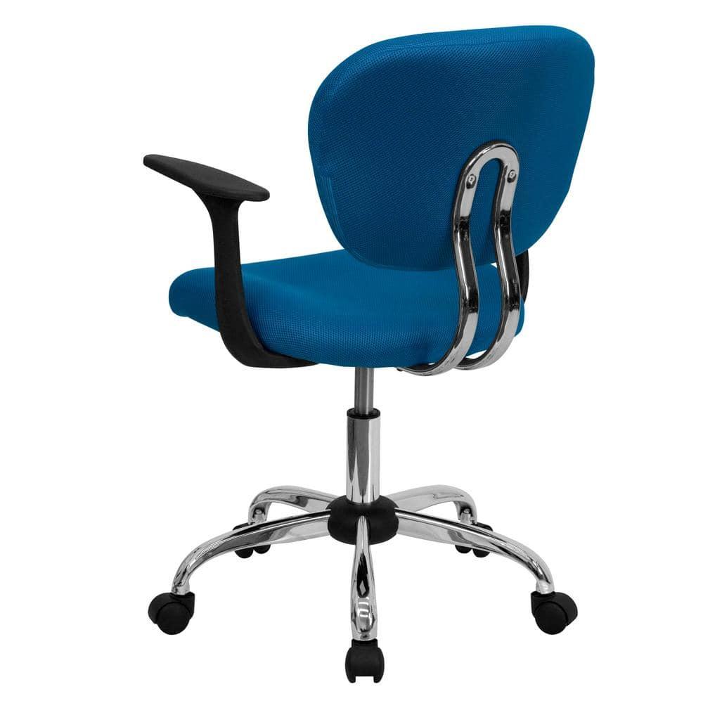 Flash Furniture Mid-Back Turquoise Mesh Padded Swivel Task Office Chair with Chrome Base and Arms