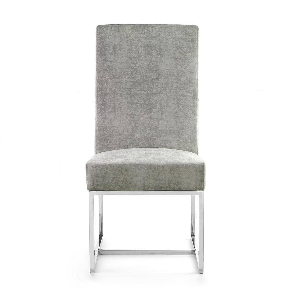 Element Velvet Dining Chair Steel - Manhattan Comfort: High-Back, Armless, Stainless Steel Base