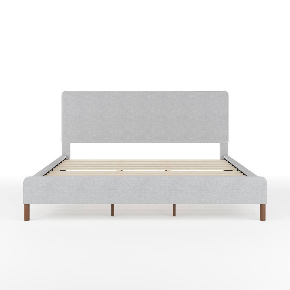 Martha Stewart Martha Stewart Britta Upholstered Platform Bed With Piped Detail Headboard