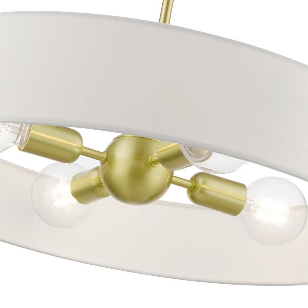 Livex Lighting Venlo 4 - Light Pendant in  Satin Brass/Shiny White