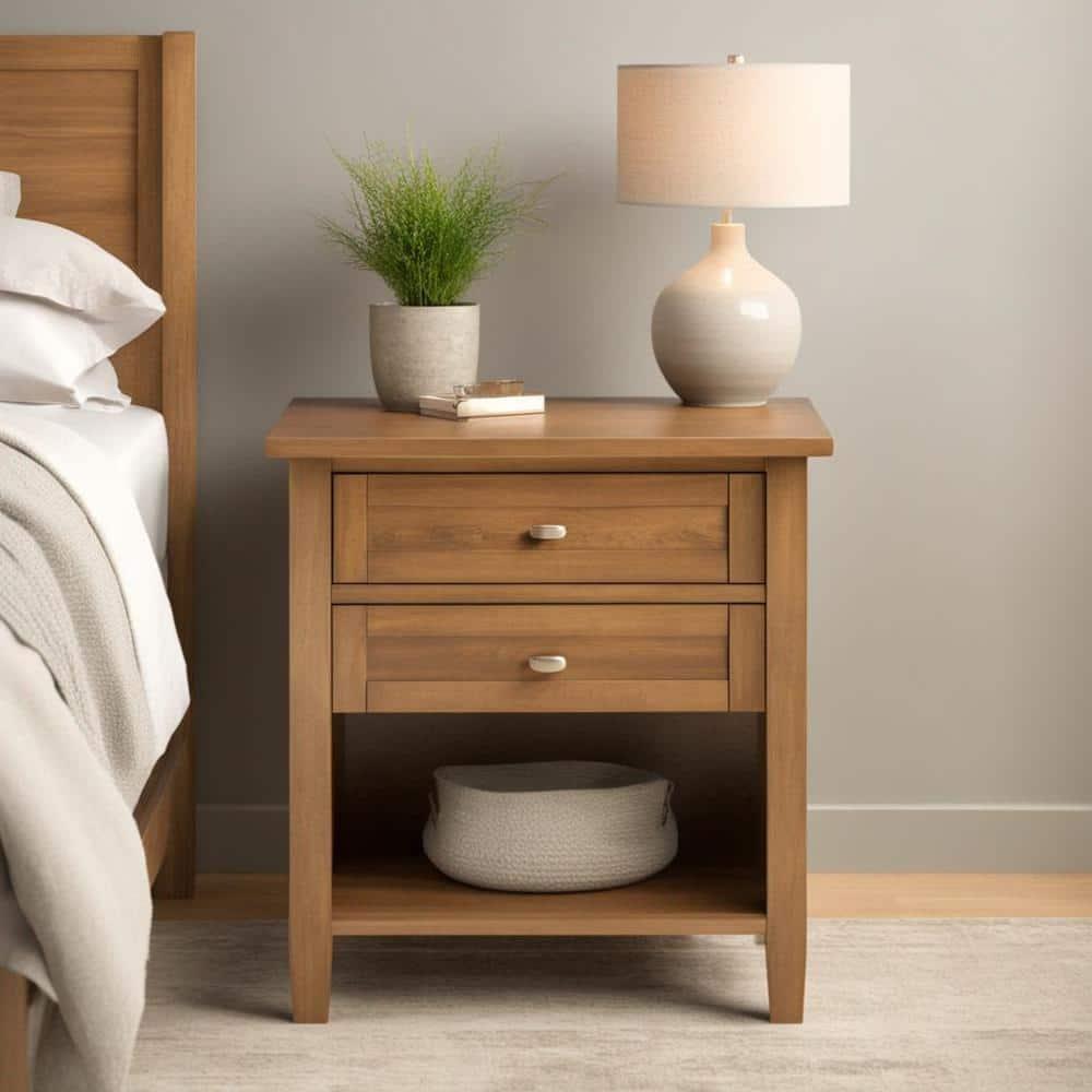 Simpli Home Warm Shaker 24"W Solid Wood Bedside Table with Two Drawers