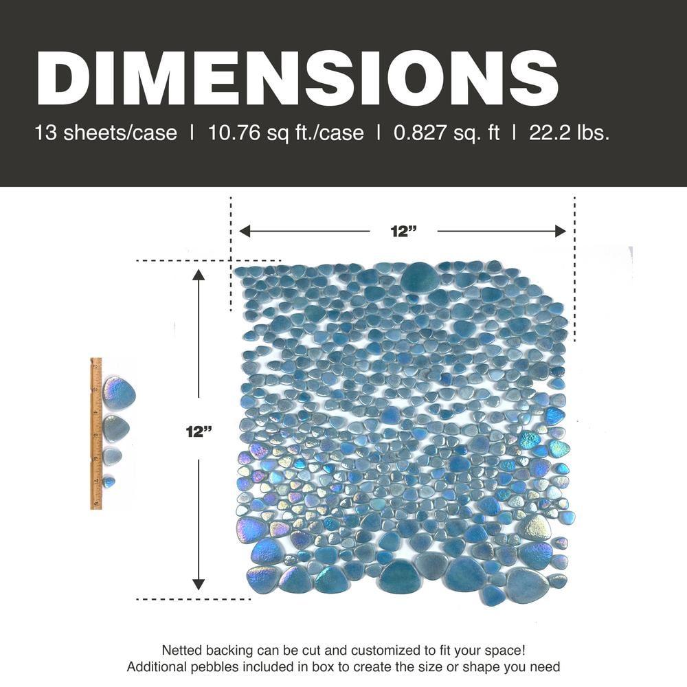 Glass Tile Love 12x12 Pebble Mosaic 10.76 sqft/case, Ideal for Kitchen Backsplash Bathroom Pool Tile