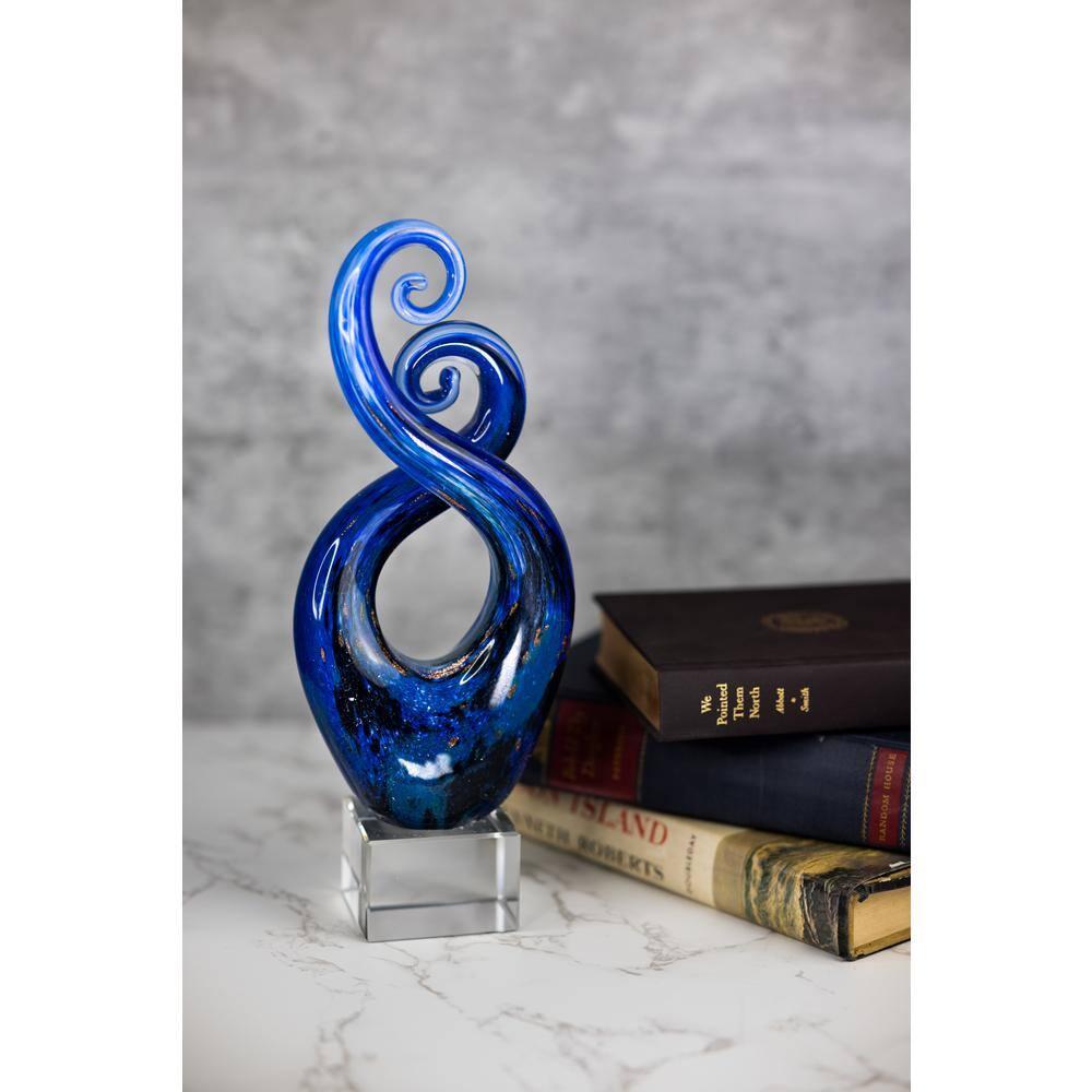 Badash - Monet Murano Style Art Glass Swirl Centerpiece on Crystal Base 10"
