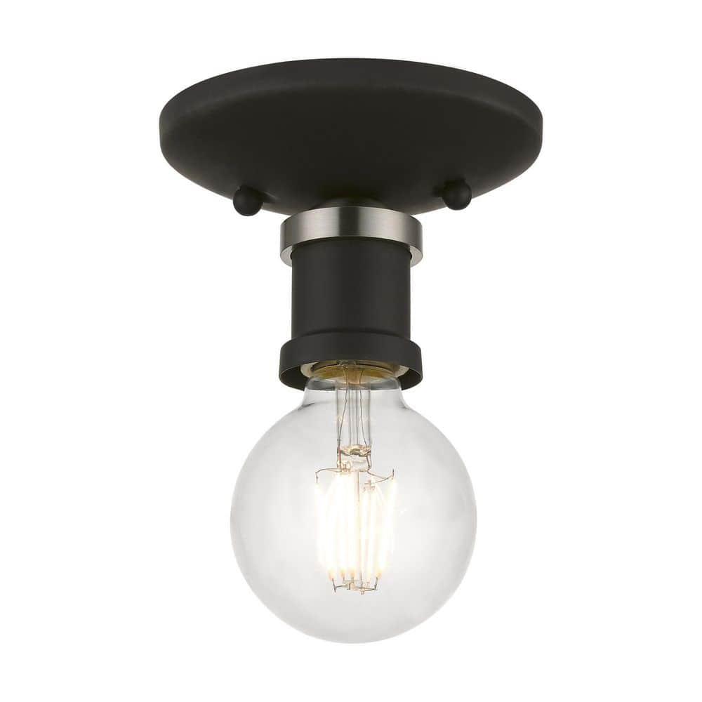 Livex Lighting Lansdale 1 - Light Flush Mount in  Black/Brushed Nickel