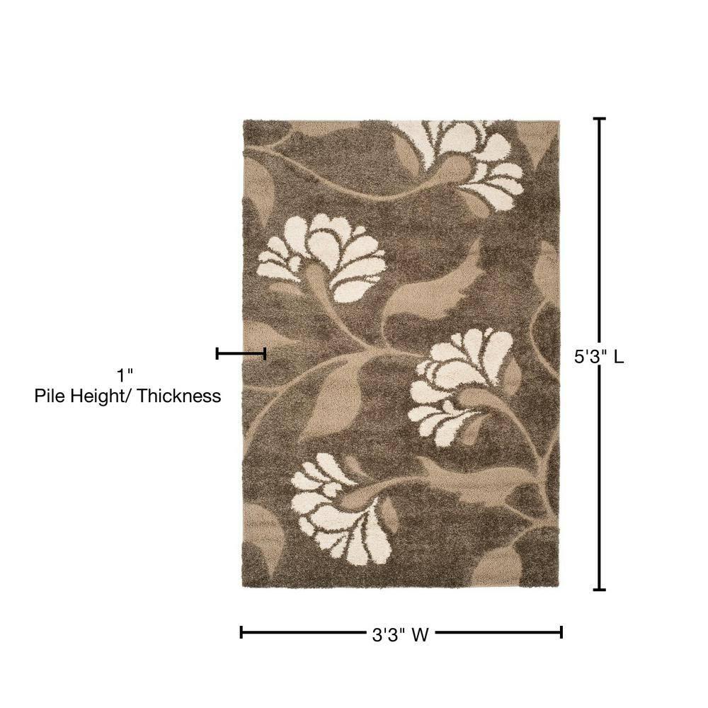 Florida Shag SG459 Power Loomed Indoor Accent Rug - Smoke/Beige - 3'3"x5'3" - Safavieh