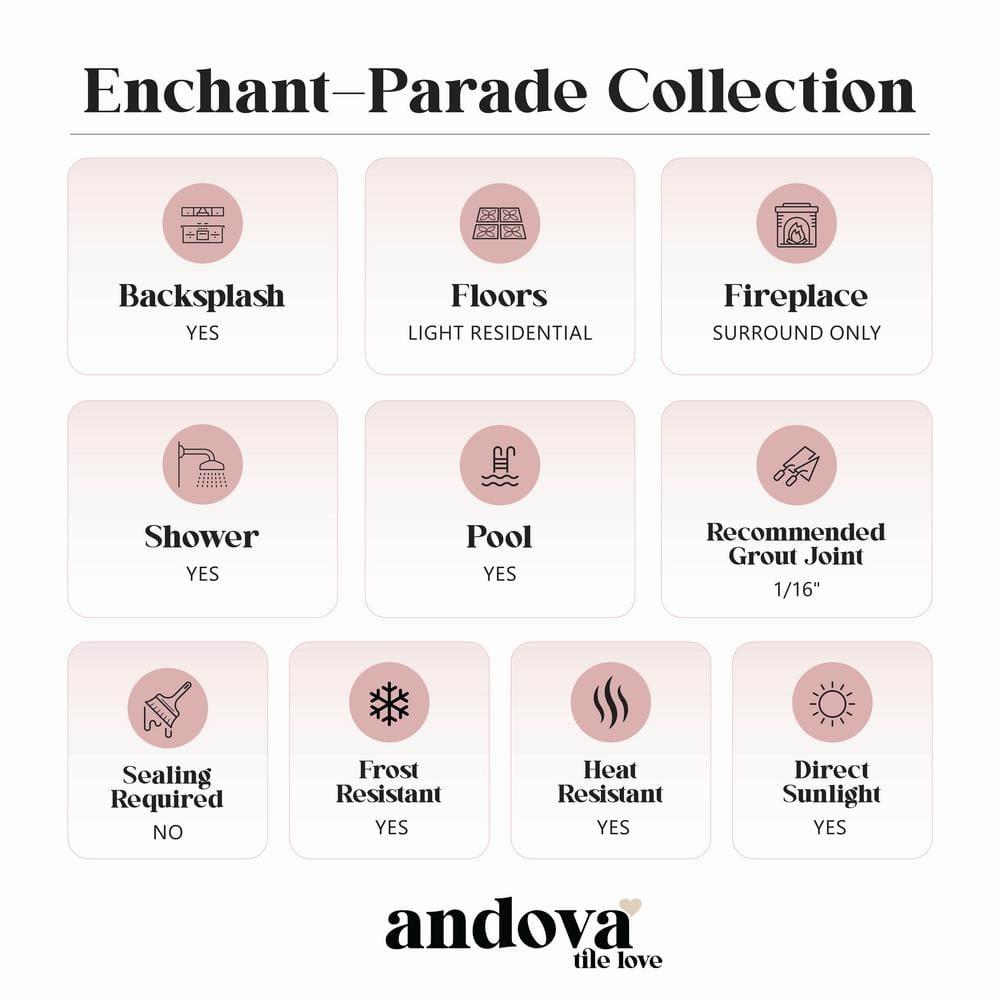 Enchant-Parade Florette Green 4-in. x 12-in. Subway Textured Polished Glass Wall & Floor Tile