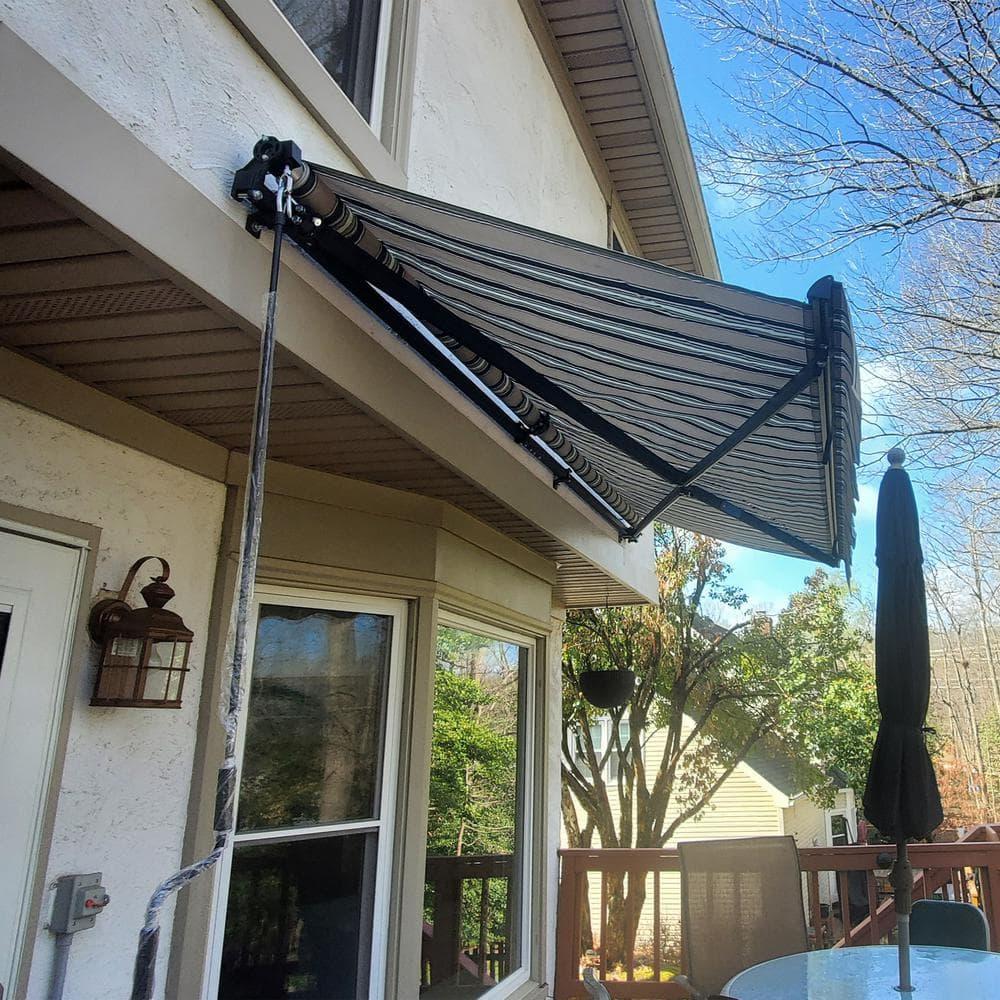 Retractable Home Patio Awning | Deck Canopy |UV Protection Sunshade | Manual Black Frame | Upgraded 2024