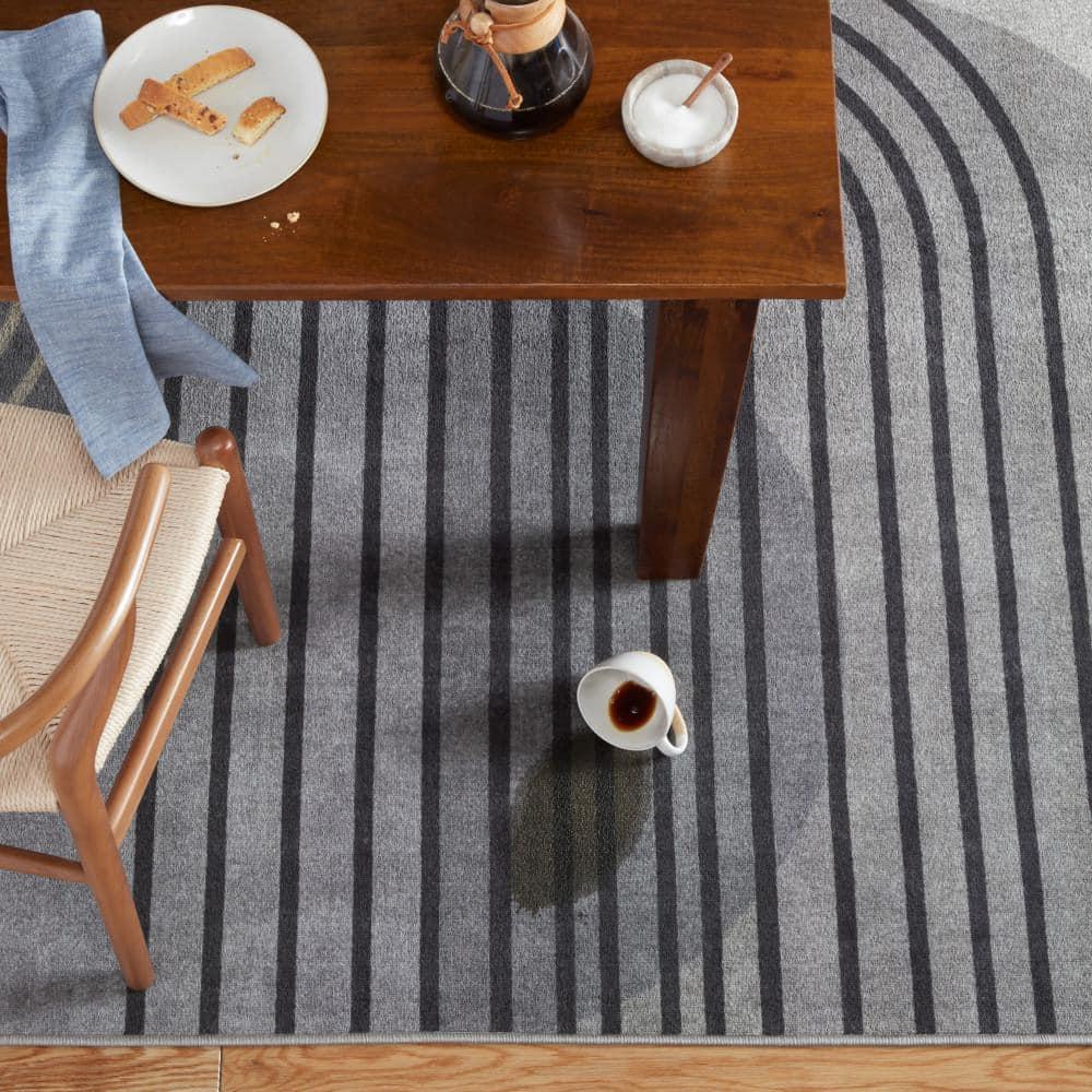 TOWN & COUNTRY EVERYDAY Avani Everwash Non-Slip Backing Area Rug Gray /Blue
