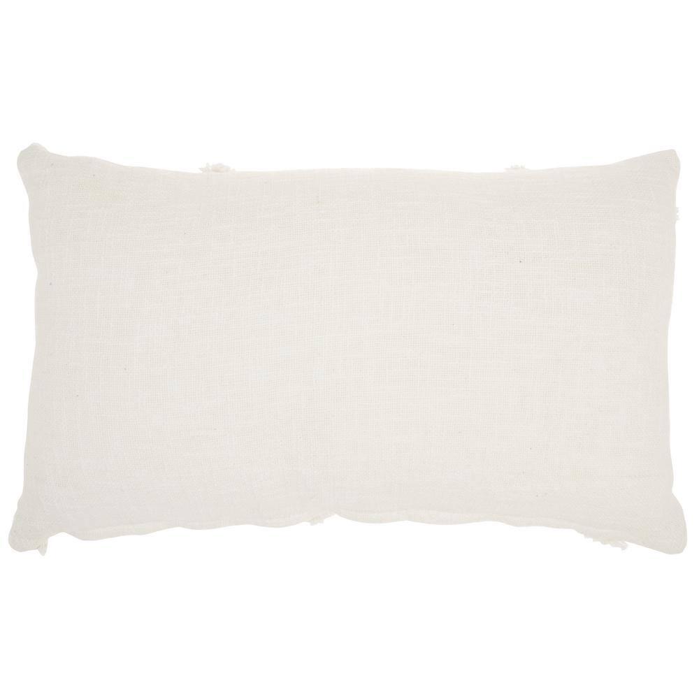 14"x24" Oversized Distressed Diamond Lumbar Throw Pillow White - Mina Victory: Cotton Fabric, Indoor Use, Zippered