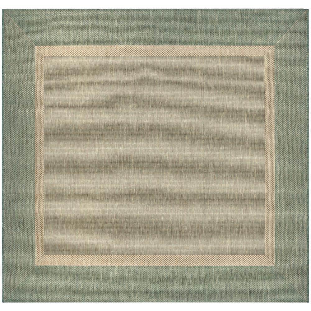 Couristan Recife Stria Texture Indoor/Outdoor Rug, 7'6", Square, Natural- Green Color, Hose Washable, 5526/1812