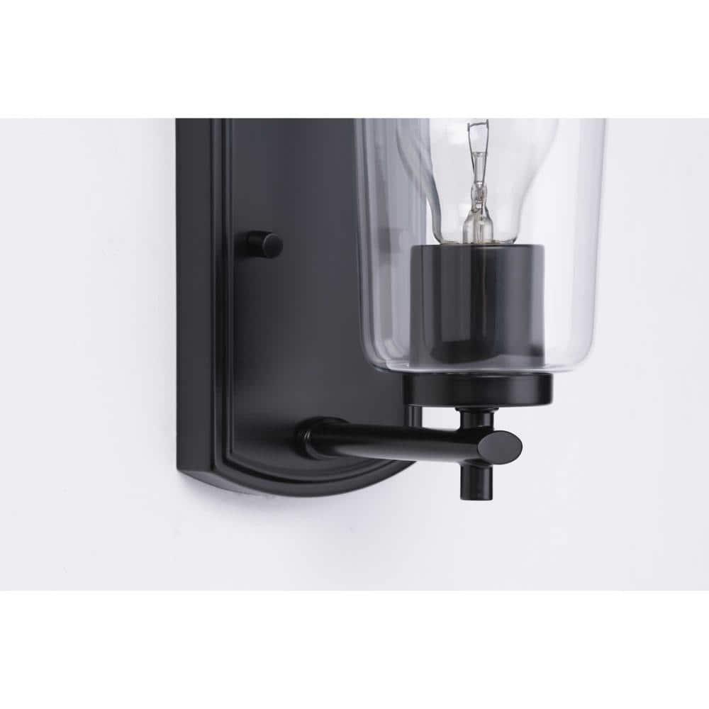 Progress Lighting Adley 1-Light Bath Wall Light, Black Finish, Clear Glass Shade