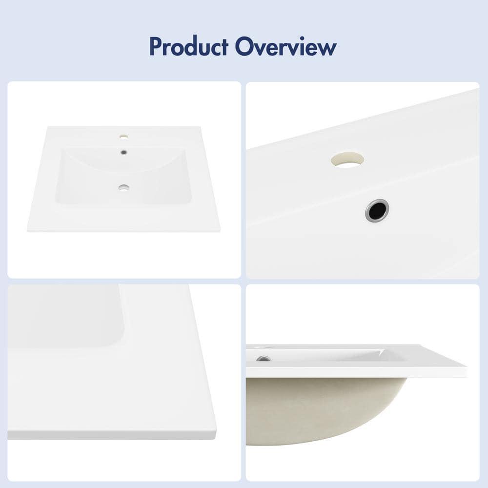 Eridanus Dayton 25" W x 22" D Vitreous China Vanity Top Sink in White with Single Faucet Hole (Sink Only)