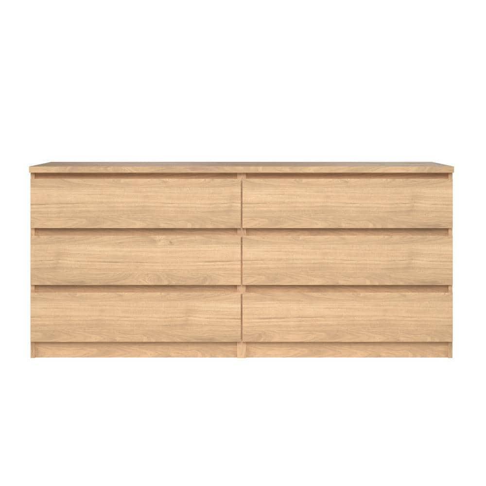 Tvilum Scottsdale 6 Drawer Double Dresser, Jackson Hickory