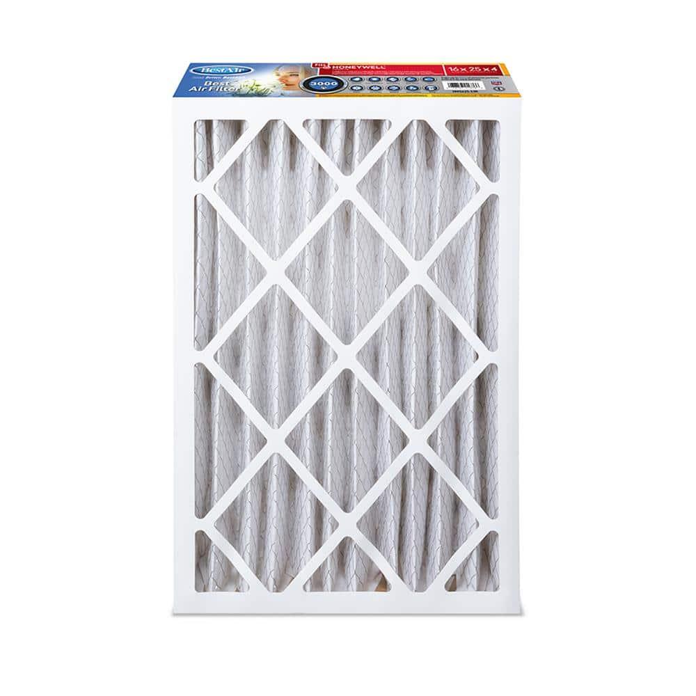 BestAir 3pk 16" x 25" x 4" Honeywell Replacement Air Furnace Filter MERV 13: 4 Inch Electrostatic, EPA Certified