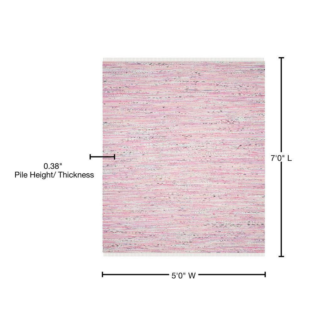 Rag Rug RAR125 Hand Woven Indoor Area Rug - Light Pink/Multi - 5'x7' - Safavieh.
