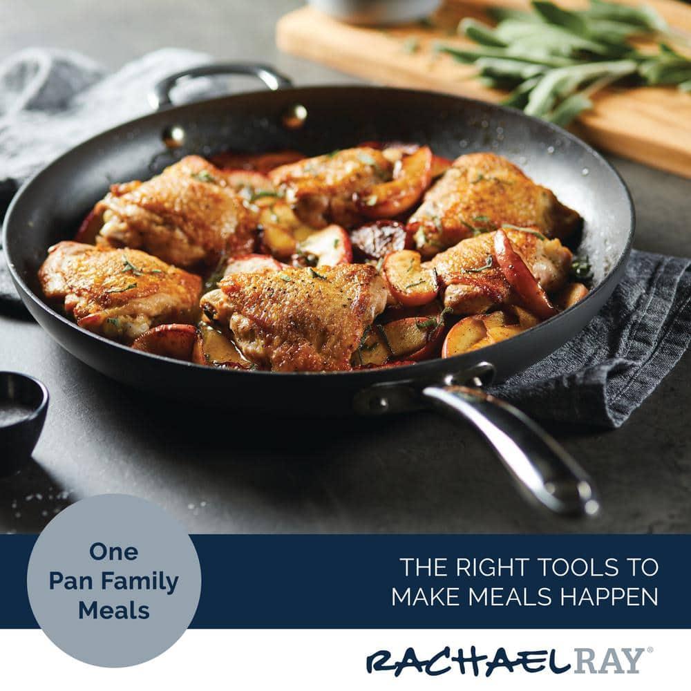 Rachael Ray Hard Anodized 14 inch Nonstick Frying Pan with Helper Handle, Gray