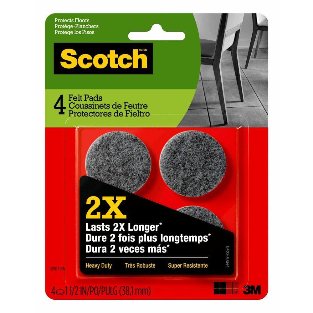 Gray Heavy Duty Round Felt Floor Pads, 1.5 inches, 4-Pack