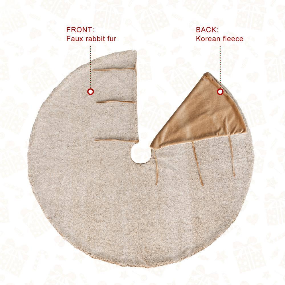 Glitzhome Solid Color Faux Fur Tree Skirt
