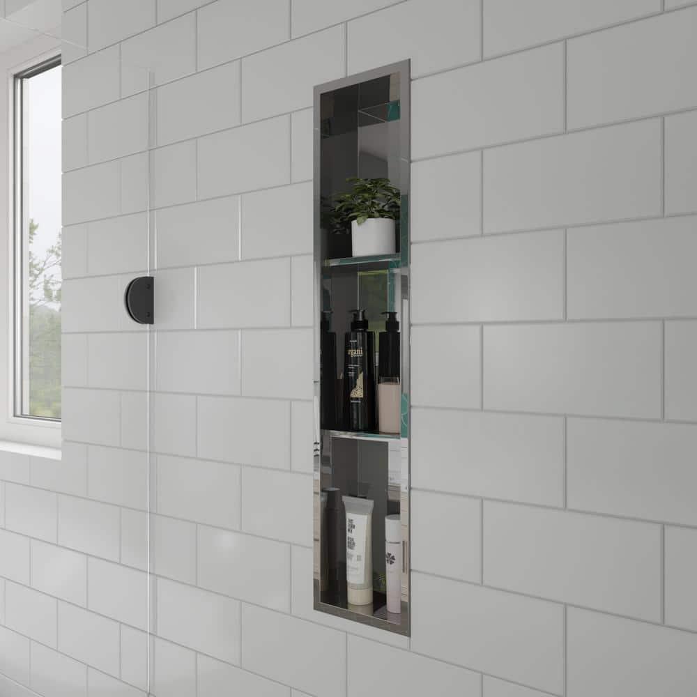 Vertical Stainless Steel Triple Shower Niche