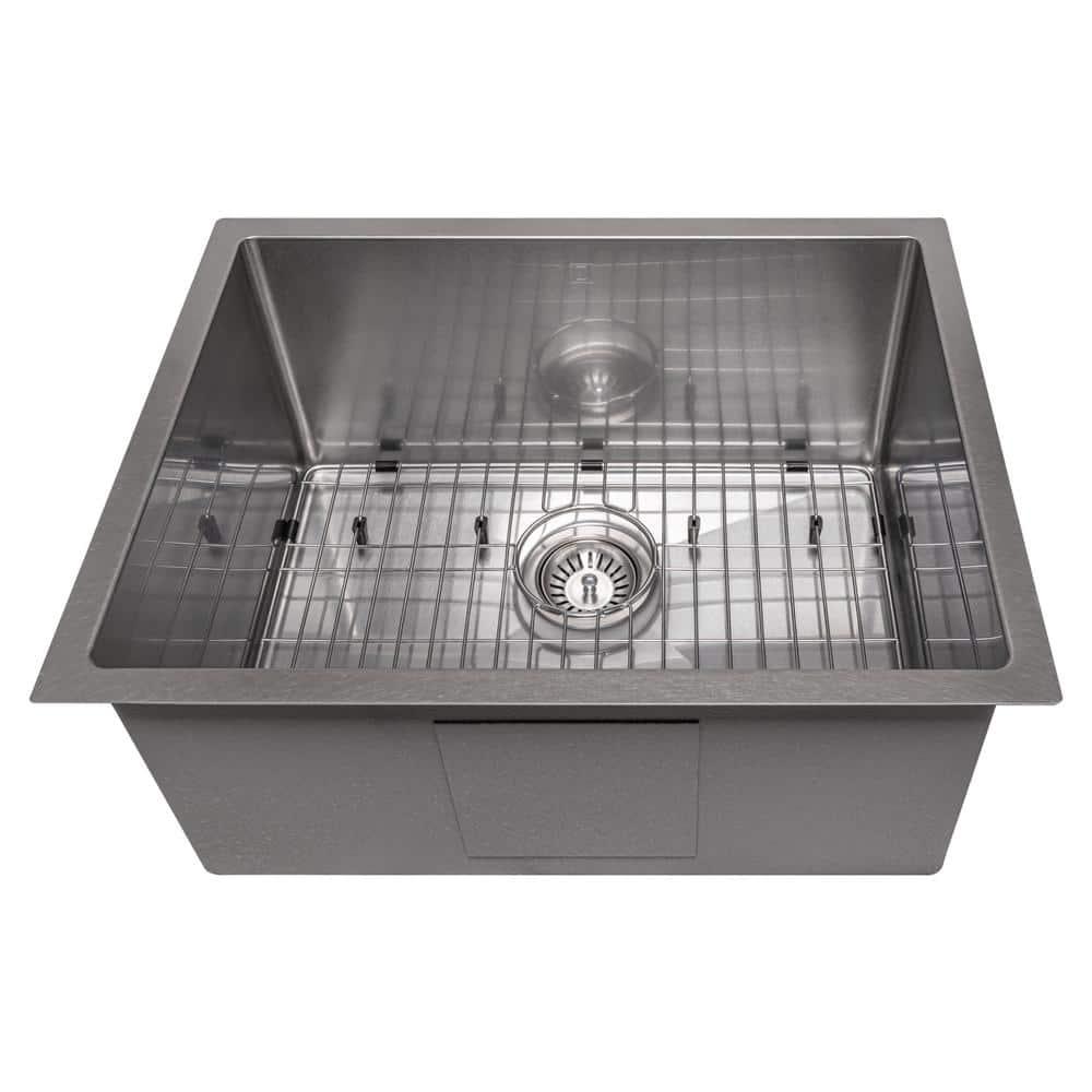 ZLINE 23 in. Meribel Undermount Single Bowl DuraSnow Stainless Steel Kitchen Sink W/ Bottom Grid (SRS-23S)