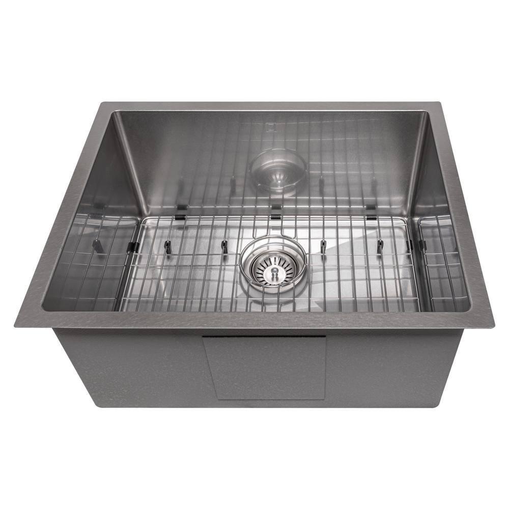 ZLINE 23 in. Meribel Undermount Single Bowl DuraSnow Stainless Steel Kitchen Sink W/ Bottom Grid (SRS-23S)