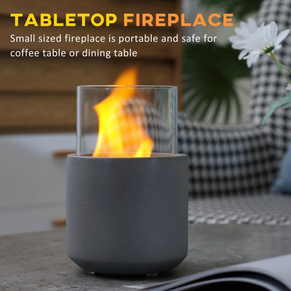 HomCom Glass Ethanol Tabletop Fireplace with Flame Guard