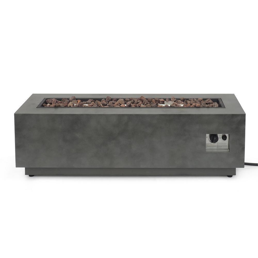 Noble House Wellington Rectangular Fire Pit with Tank Holder in Concrete