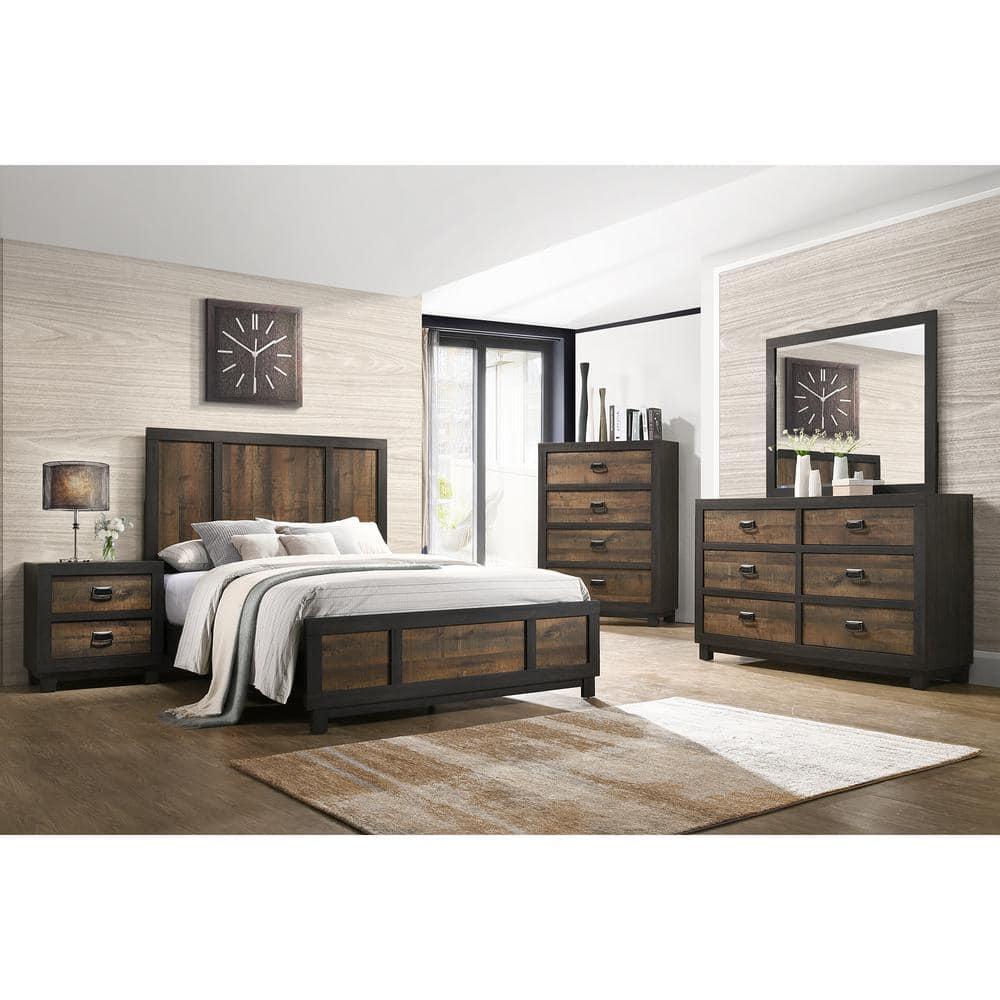 2 Drawer Harrison Nightstand Walnut - Picket House Furnishings: Felt Lined, Dust Proof Layer, Dark Nickel Pulls