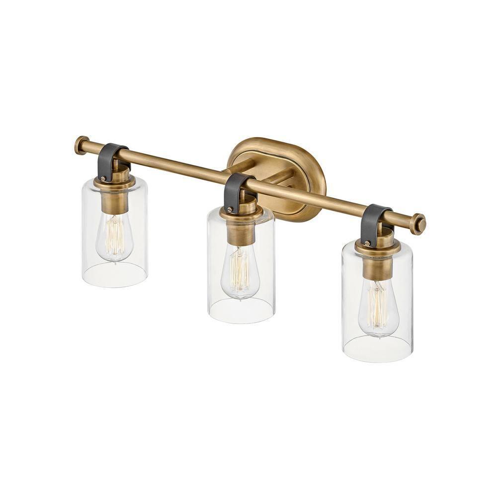Heritage Brass 3-Light Vanity Light with Clear Glass Shades