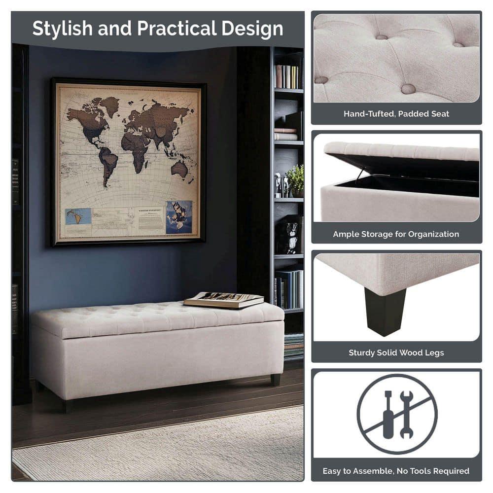 Everly Quinn Tufted Top Storage Bench, Mudroom Bench