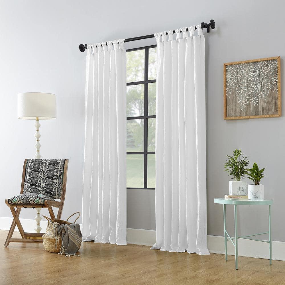 52"x95" Archaeo Light Filtering Washed Cotton Twist Tab Curtain Panel White: Modern Window Treatment, Tab Top