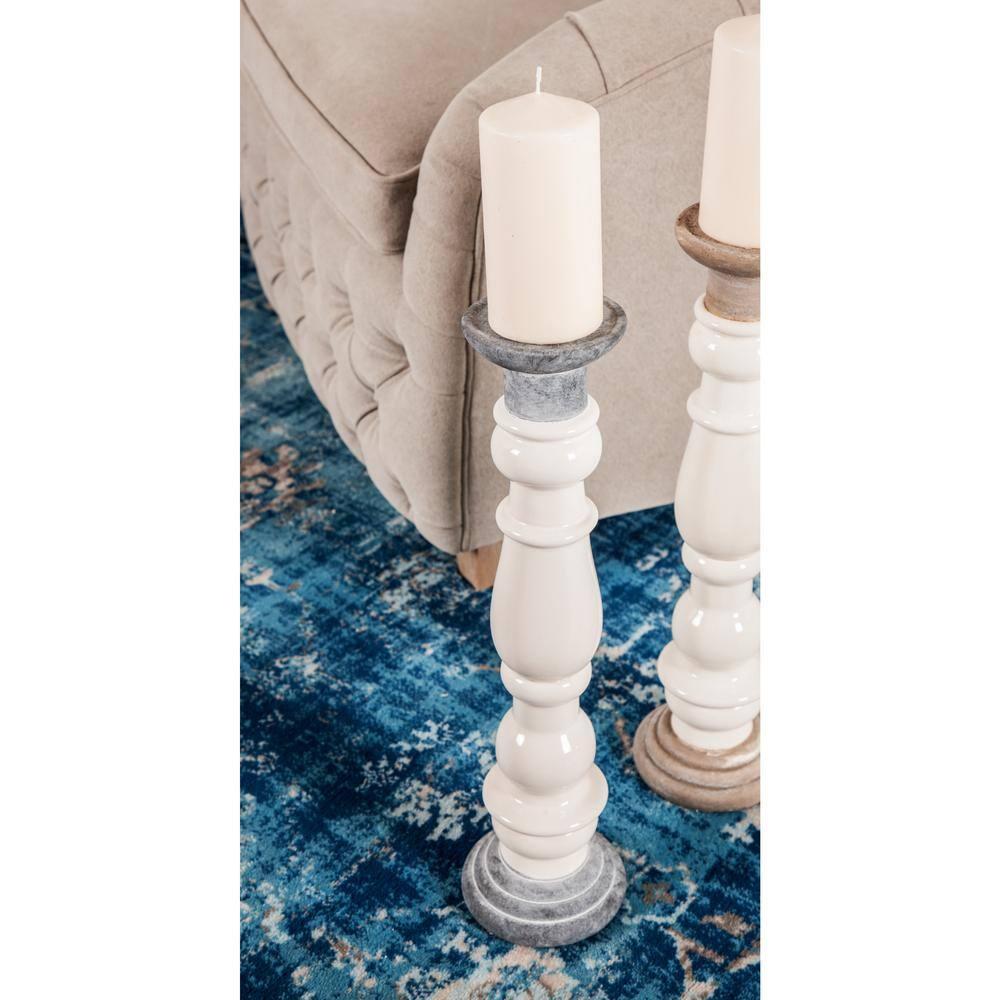 DecMode 16", 20"H Country Candlestick, White, 2 - Pieces