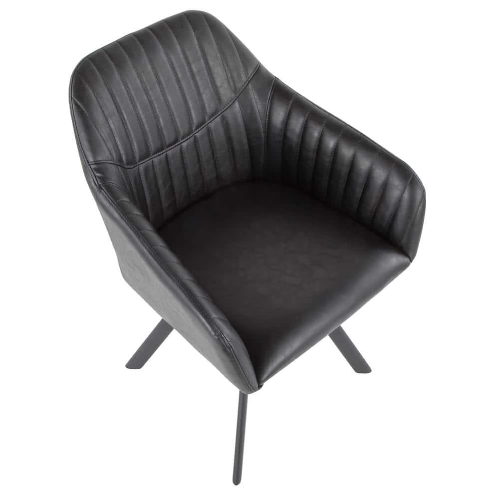 Clubhouse Contemporary Pleated Chair in Black Faux Leather by LumiSource - Set of 2