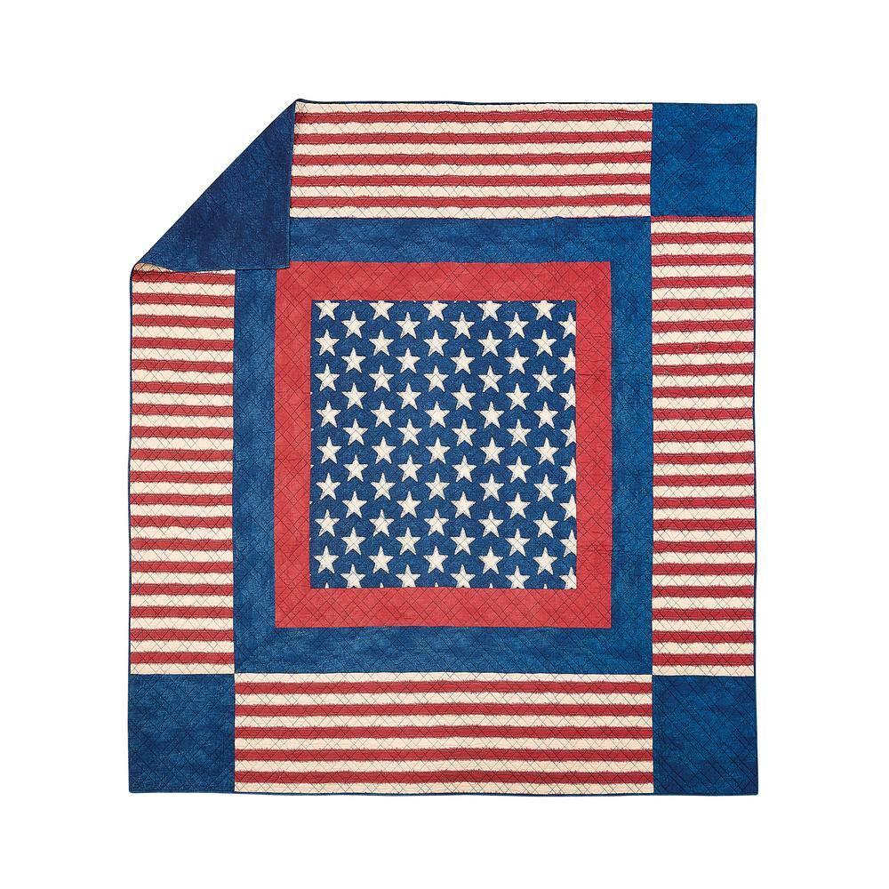 Modern Heirloom Americana Patch 100% Cotton 3-Piece Quilt/Coverlet Set
