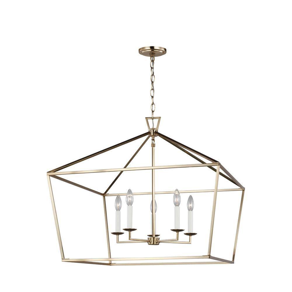 Dianna 25" Satin Brass 5-Light Farmhouse Pendant