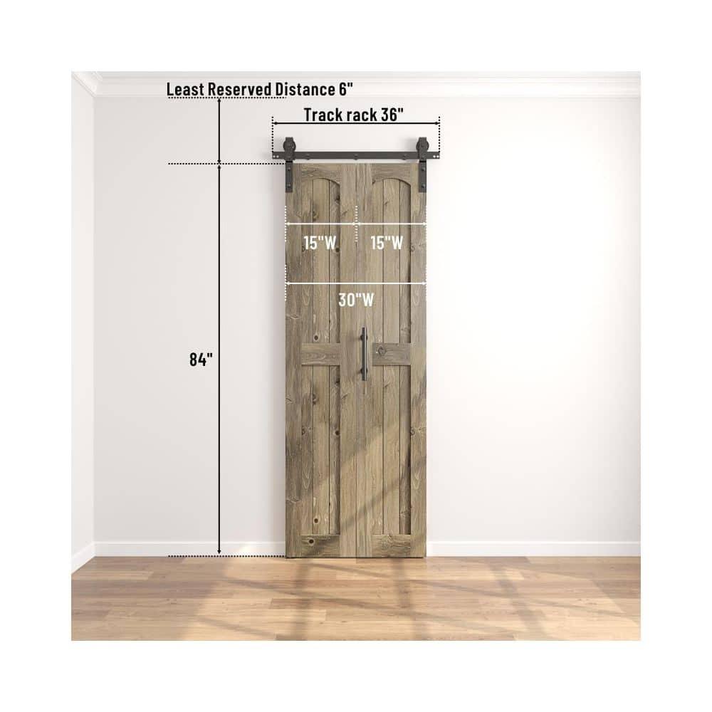 84'' Assembled Solid Wood Bi-Fold Barn Doors with Installation Hardware Kit
