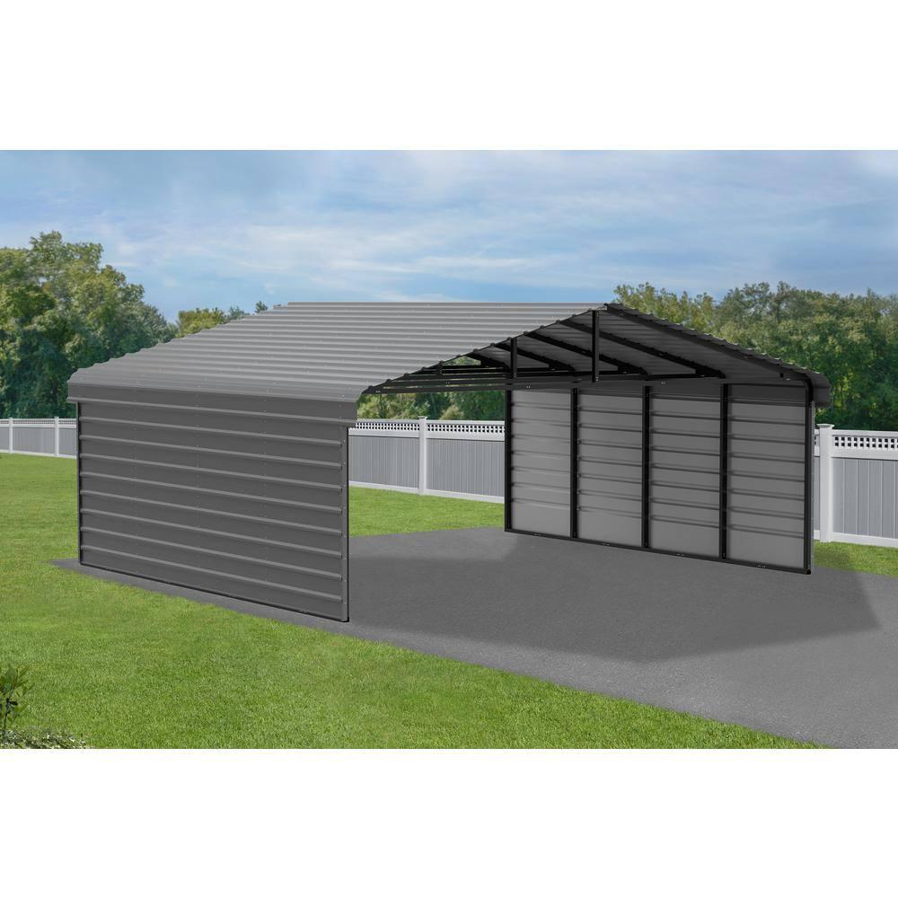 Arrow Arrow Steel Carport with 2 Side Wall Kits, 20x20x07