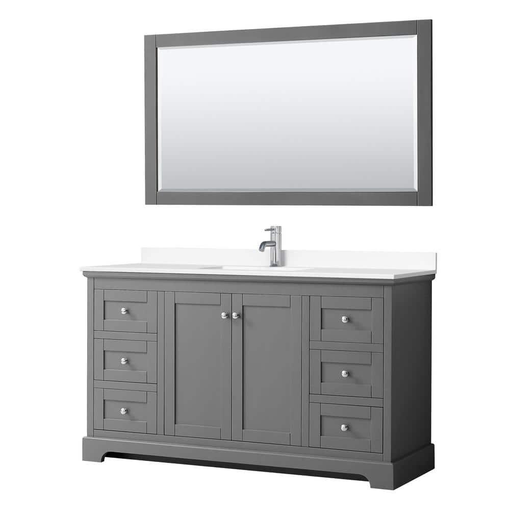 Wyndham Collection Avery 60'' Single Bathroom Vanity with Marble Top with Mirror