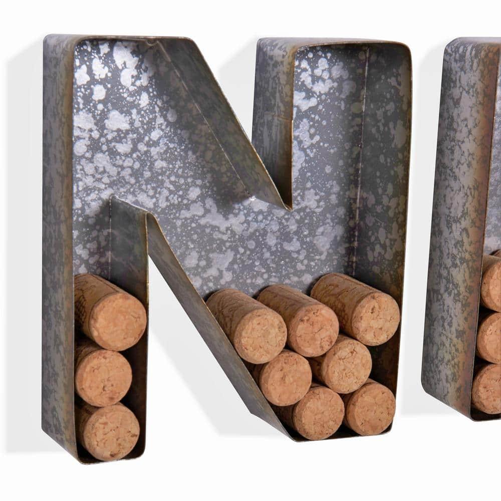 Danya B Galvanized Wall Mount Wine Letter Cork Holder