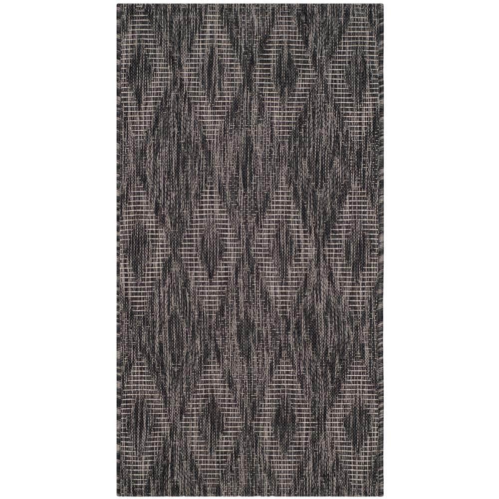 Courtyard CY8522 Power Loomed Indoor and Outdoor Accent Rug - Black/Black - 2'x3'7" - Safavieh