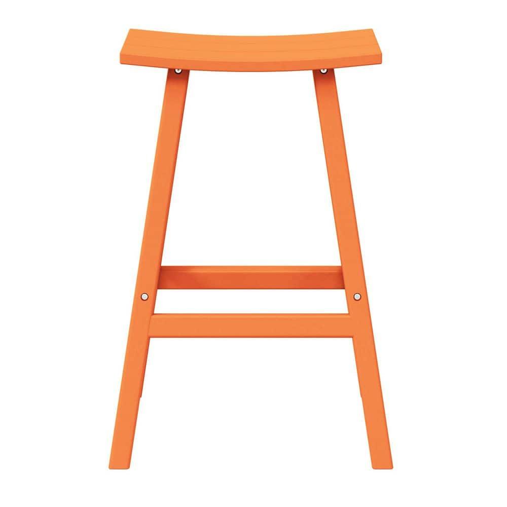 Franklin Orange 29 in. Poly HDPE Fade Resistant Outdoor Patio Saddle Seat Pub Height Bar Stool