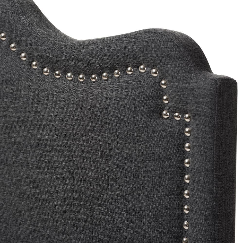 Queen Nadeen Modern Fabric Headboard with Nailhead Trim - Baxton Studio: Adjustable, Polyester, Rubberwood