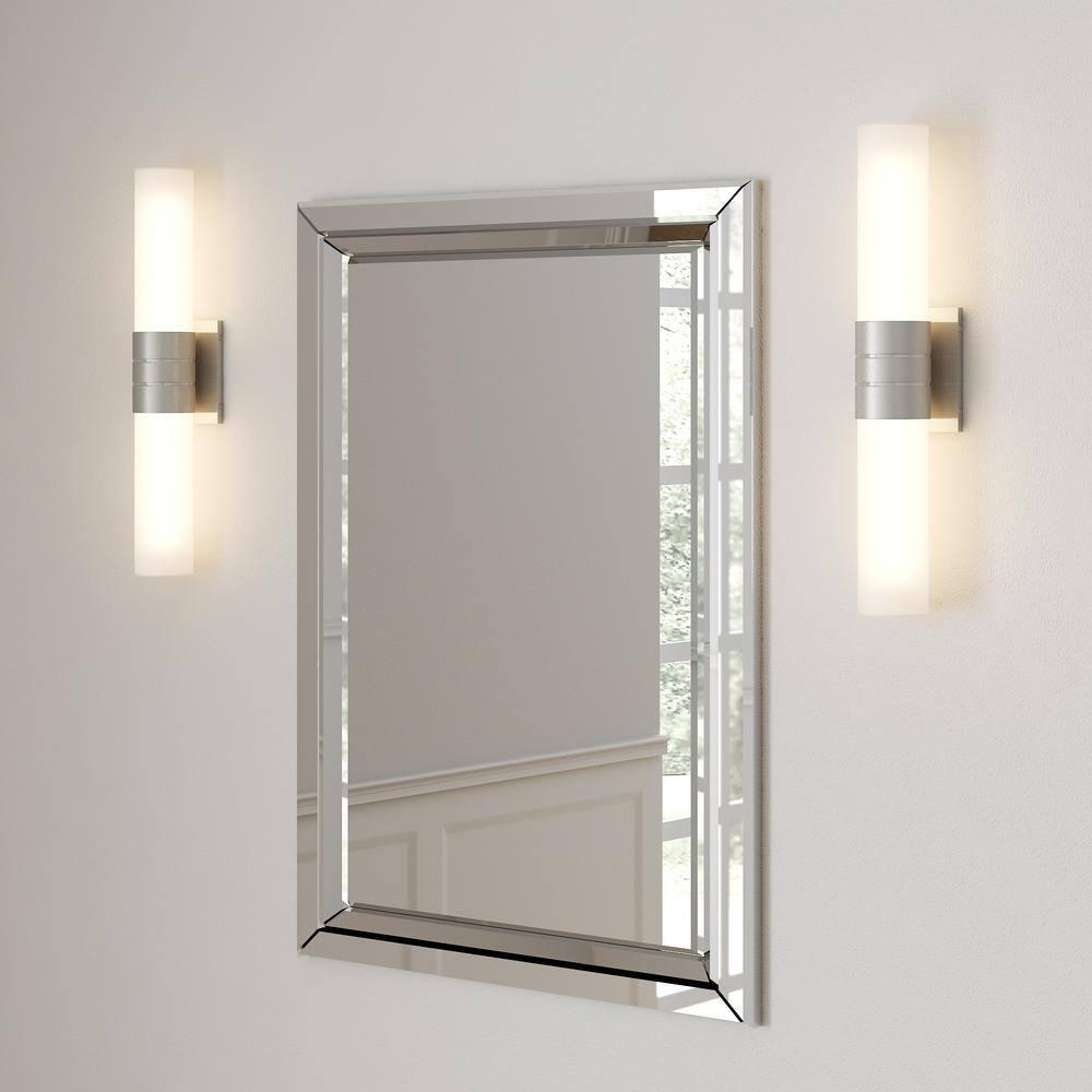 Brushed Nickel 21" Cylinder Wall Sconce with White Glass