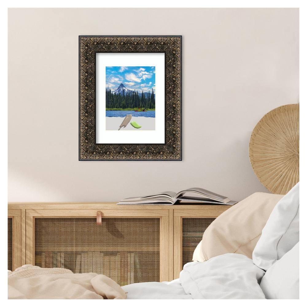 Amanti Art Intaglio Embossed Black Wood Picture Frame Opening Size 11x14 in. (Matted To 8x10 in.)